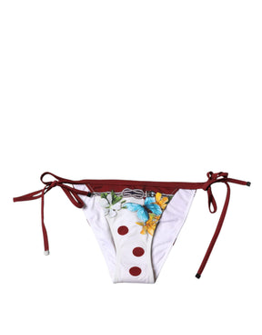 Dolce & Gabbana Weißer Floral Print Badeanzug Bikini Bottom Bademode