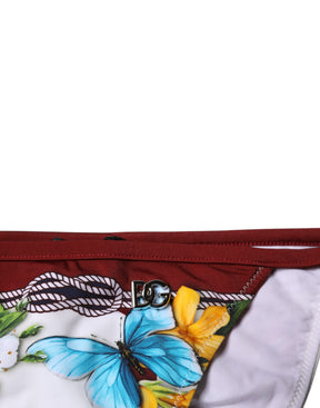 Dolce & Gabbana Weißer Floral Print Badeanzug Bikini Bottom Bademode