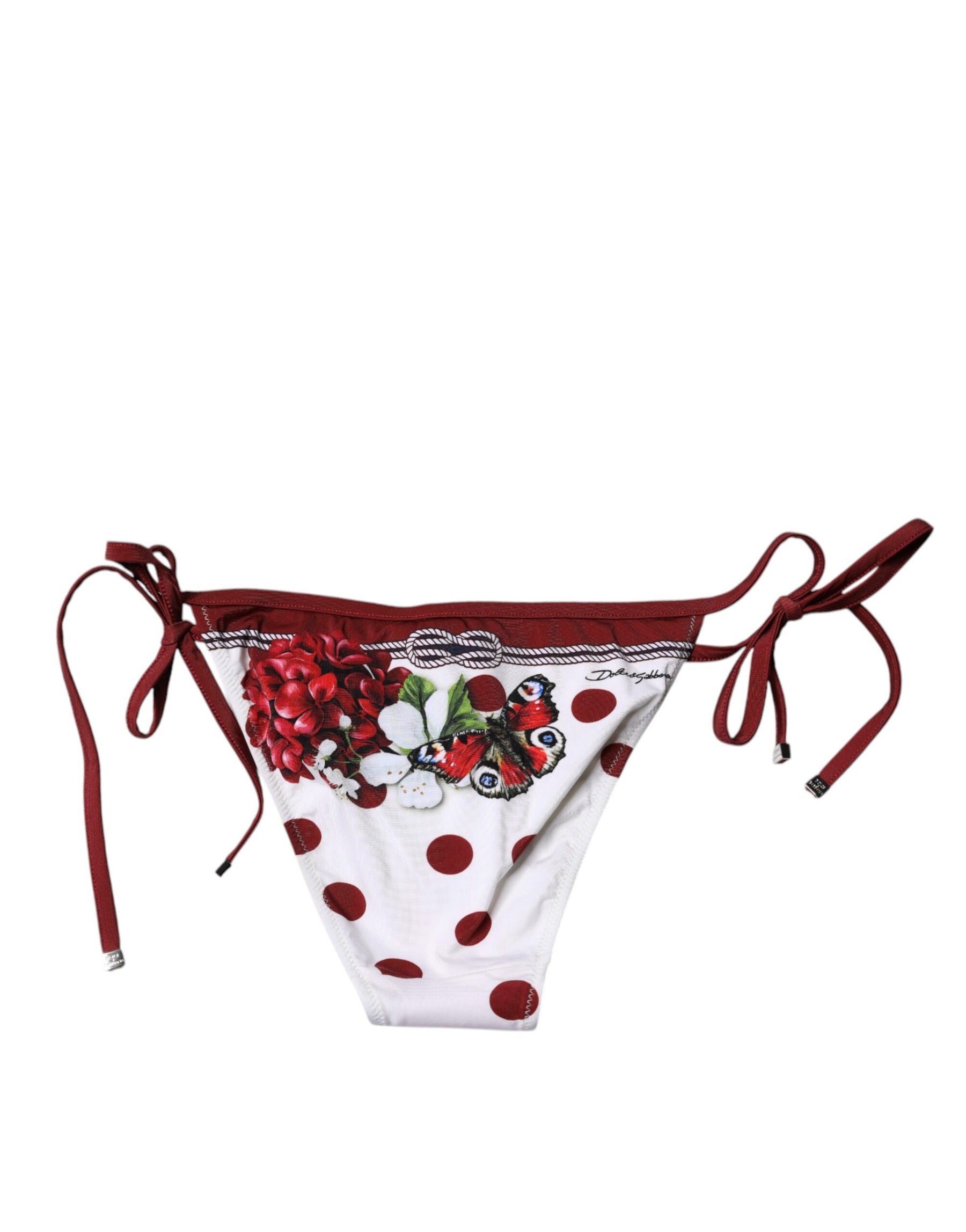 Dolce & Gabbana Weißer Floral Print Badeanzug Bikini Bottom Bademode