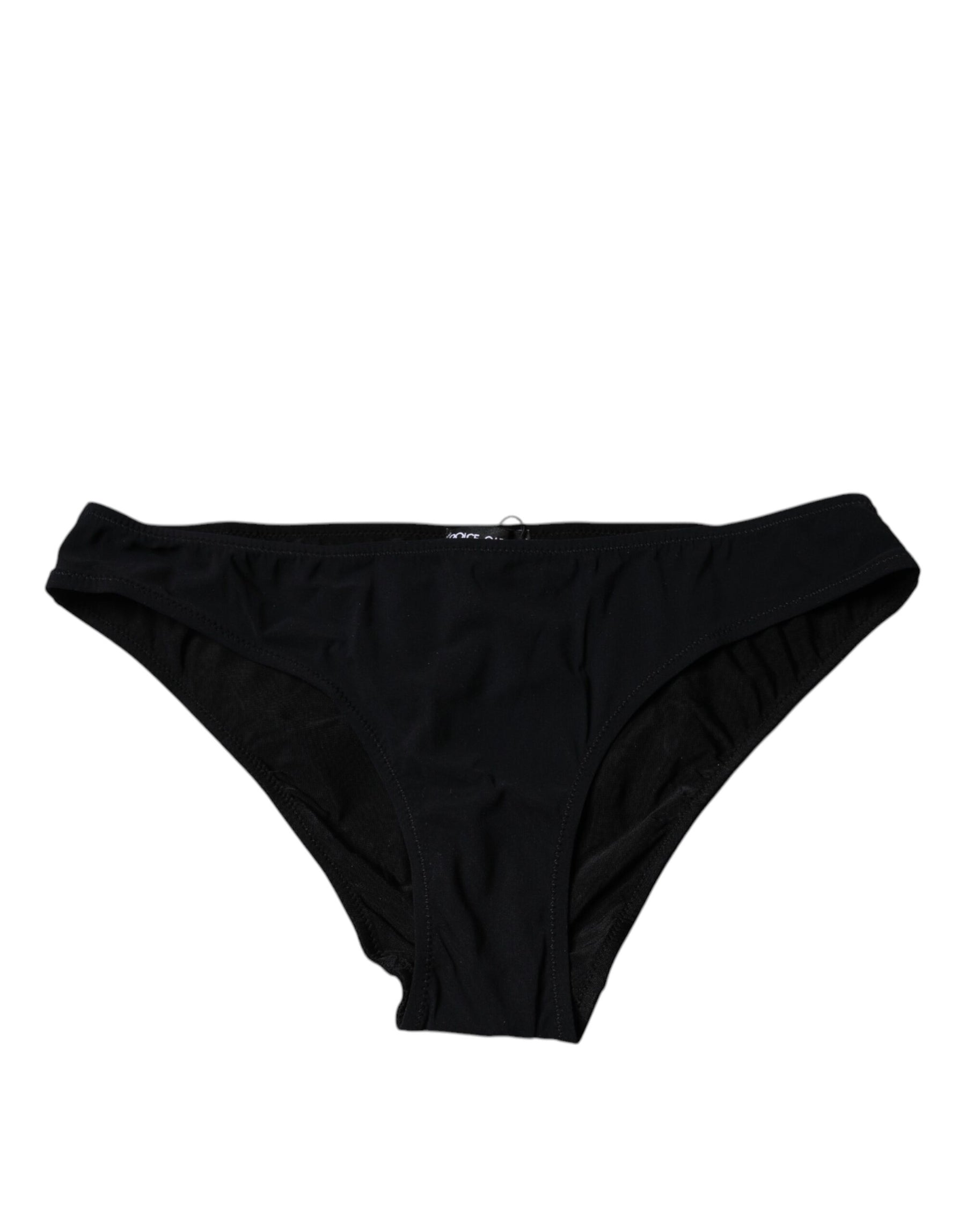 Dolce & Gabbana Schwarze Nylon Stretch Mid Waist Panty Unterwäsche