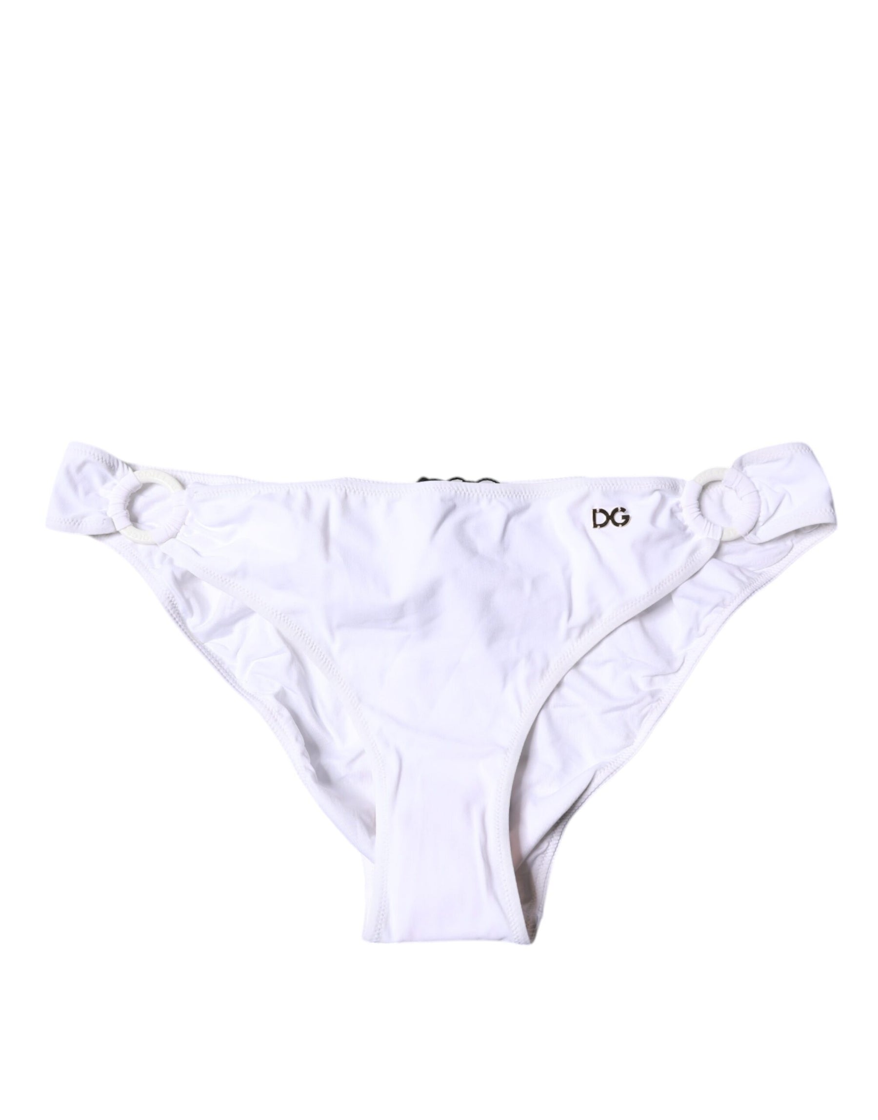 Dolce & Gabbana Weißes Nylon Beachwear Bikini Bottom Badebekleidung