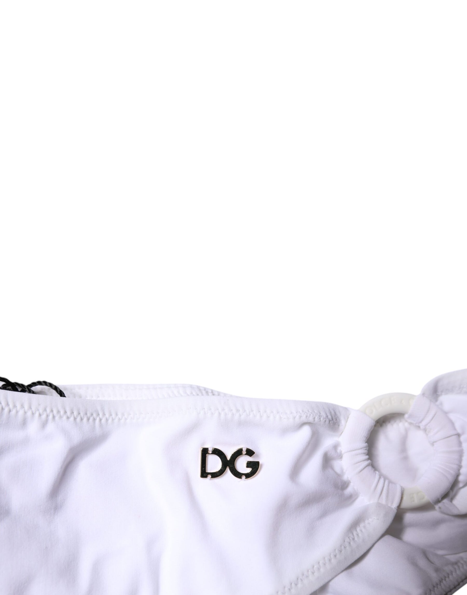 Dolce & Gabbana Weißes Nylon Beachwear Bikini Bottom Badebekleidung
