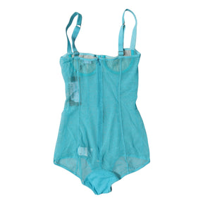 Dolce & Gabbana Blauer Tüll-Balconette-BH Bodysuit Unterwäsche