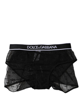 Dolce & Gabbana Schwarzer Tüll Nylon mittlere Taille Panty Unterwäsche