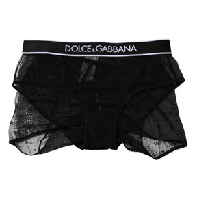 Dolce & Gabbana Schwarzer Tüll Nylon mittlere Taille Panty Unterwäsche