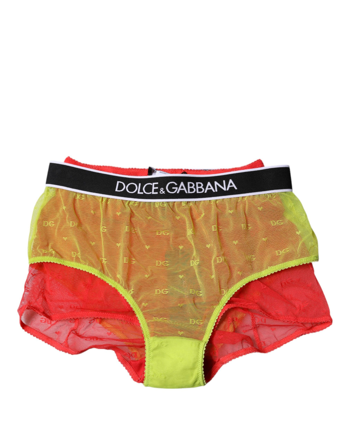 Dolce & Gabbana Rot Gelb Tüll Mid Taille Panty Unterwäsche