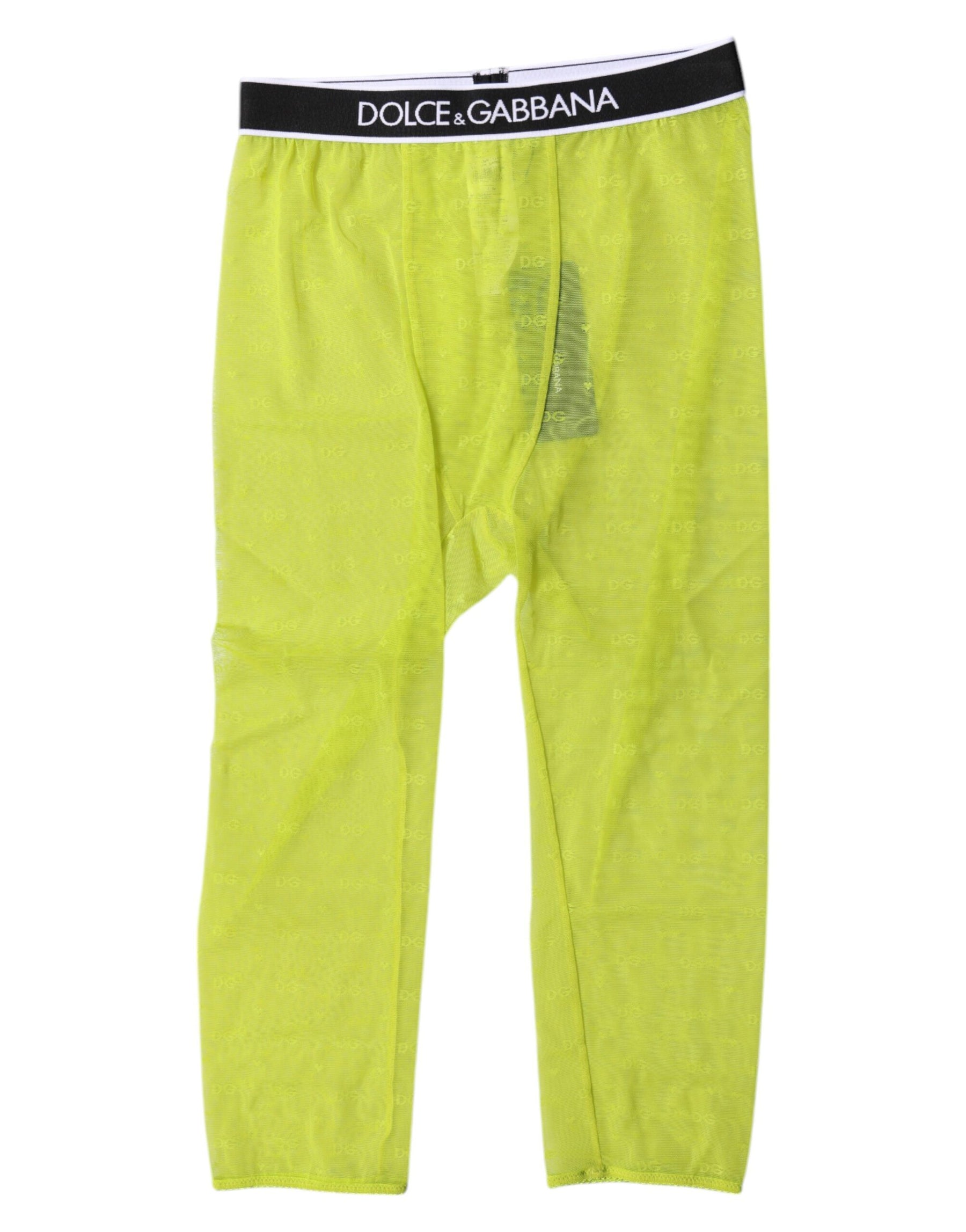Dolce & Gabbana Grüne DG Logo Nylon Cropped Tights Unterwäsche