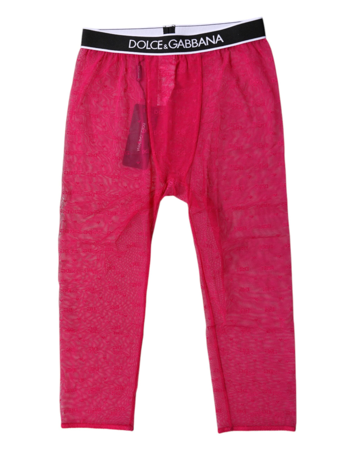 Dolce & Gabbana Fuchsia DG Logo Nylon Cropped Strumpfhose Unterwäsche