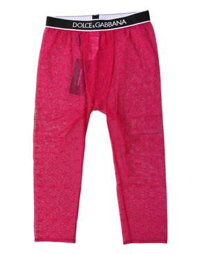 Dolce & Gabbana Fuchsia DG Logo Nylon Cropped Strumpfhose Unterwäsche