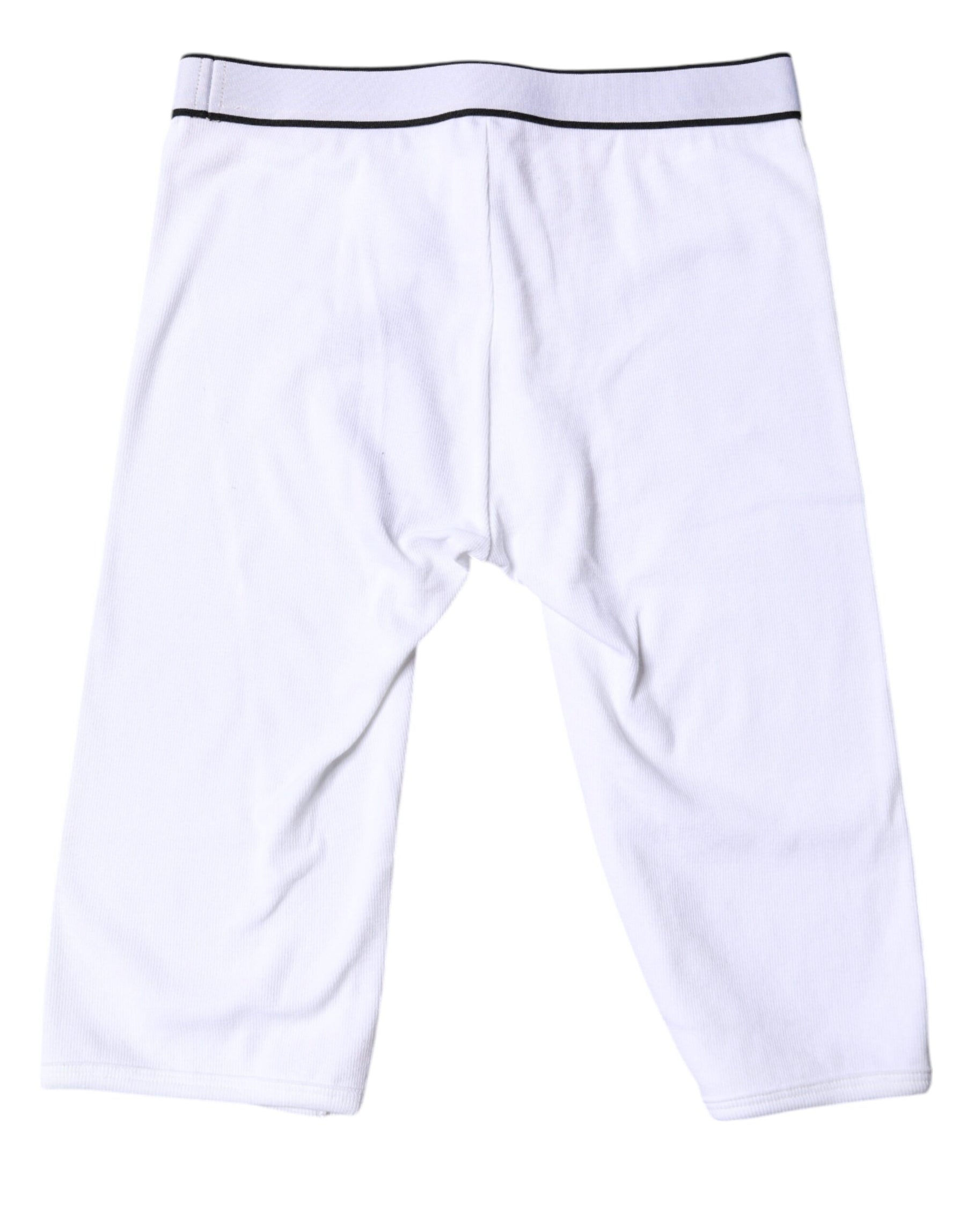 Dolce & Gabbana Weiße Logo-Baumwoll-Cropped-Strumpfhose Unterwäsche