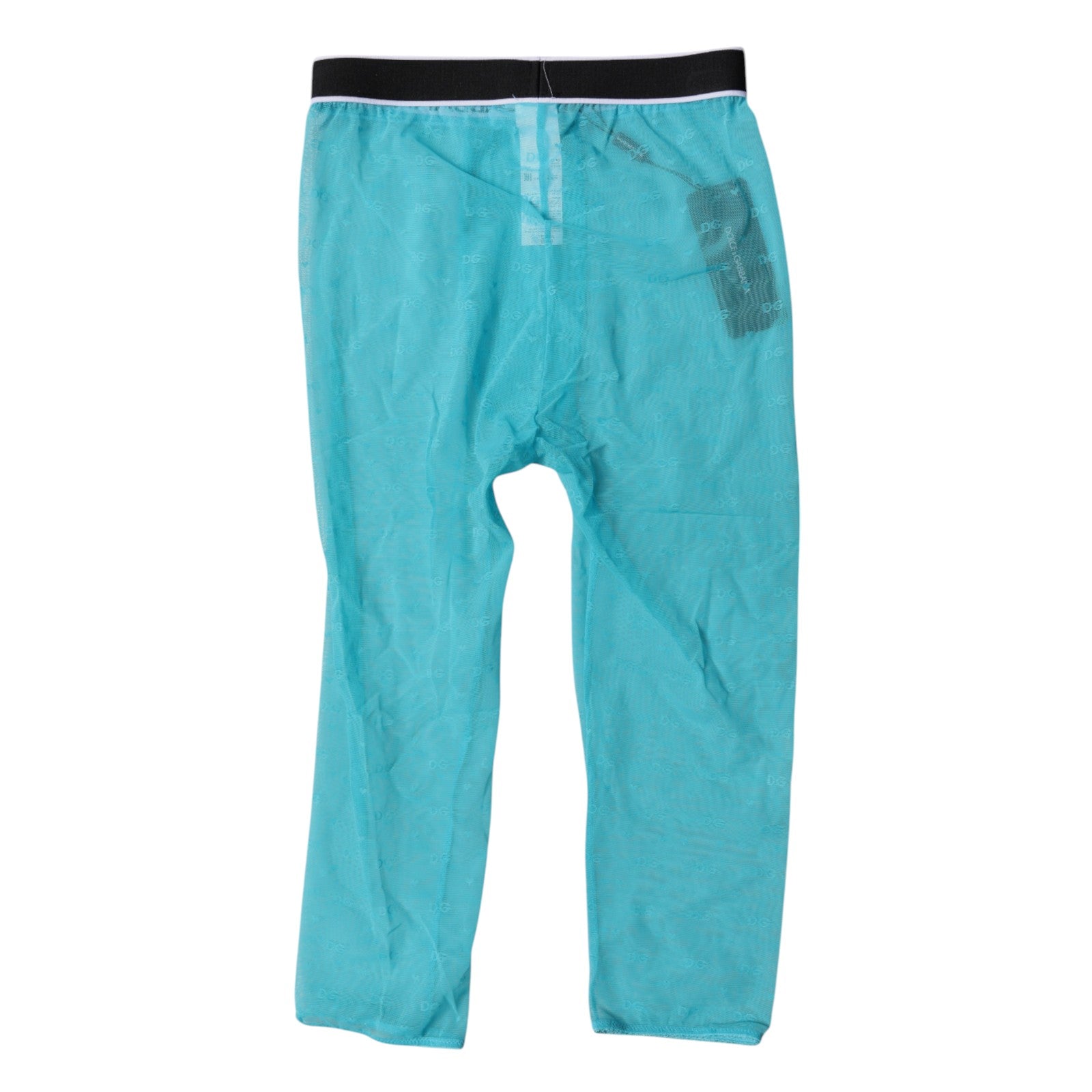 Dolce & Gabbana Hellblaue DG Logo Nylon Cropped Strumpfhose Unterwäsche