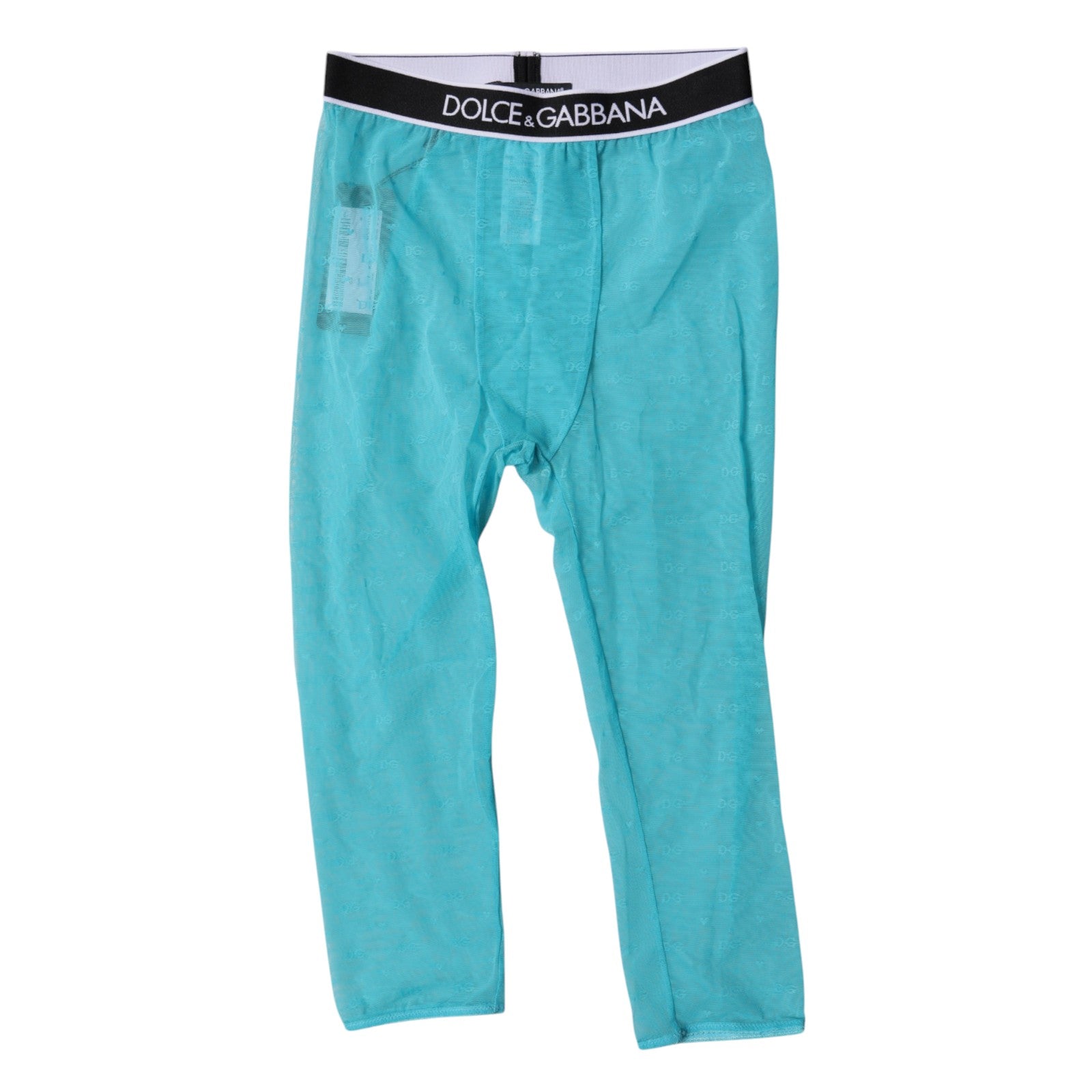 Dolce & Gabbana Hellblaue DG Logo Nylon Cropped Strumpfhose Unterwäsche