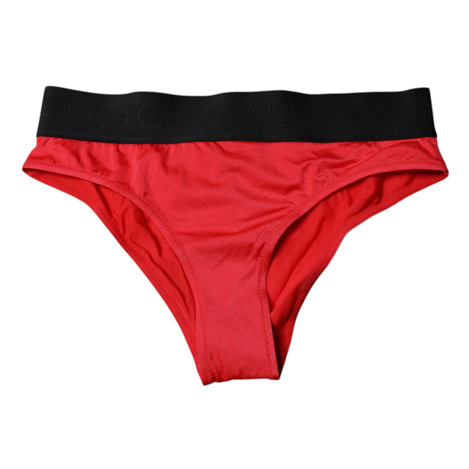Dolce & Gabbana Rote Nylon Stretch Mid Waist Panty Unterwäsche
