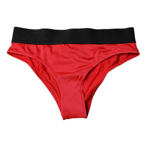 Dolce & Gabbana Rote Nylon Stretch Mid Waist Panty Unterwäsche