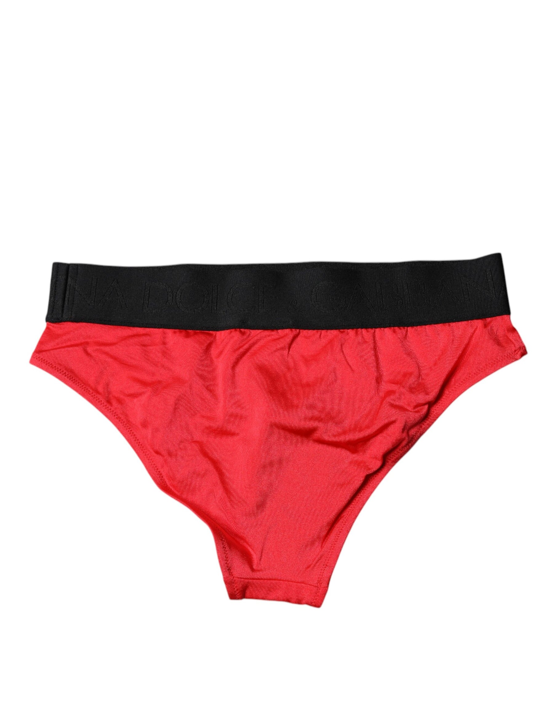 Dolce & Gabbana Rote Nylon Stretch Mid Waist Panty Unterwäsche