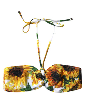 Dolce & Gabbana Multicolor Floral Halter Beachwear Bikini-Oberteil Bademode