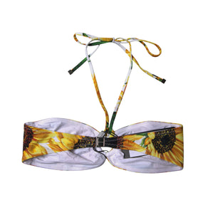 Dolce & Gabbana Multicolor Floral Halter Beachwear Bikini-Oberteil Bademode