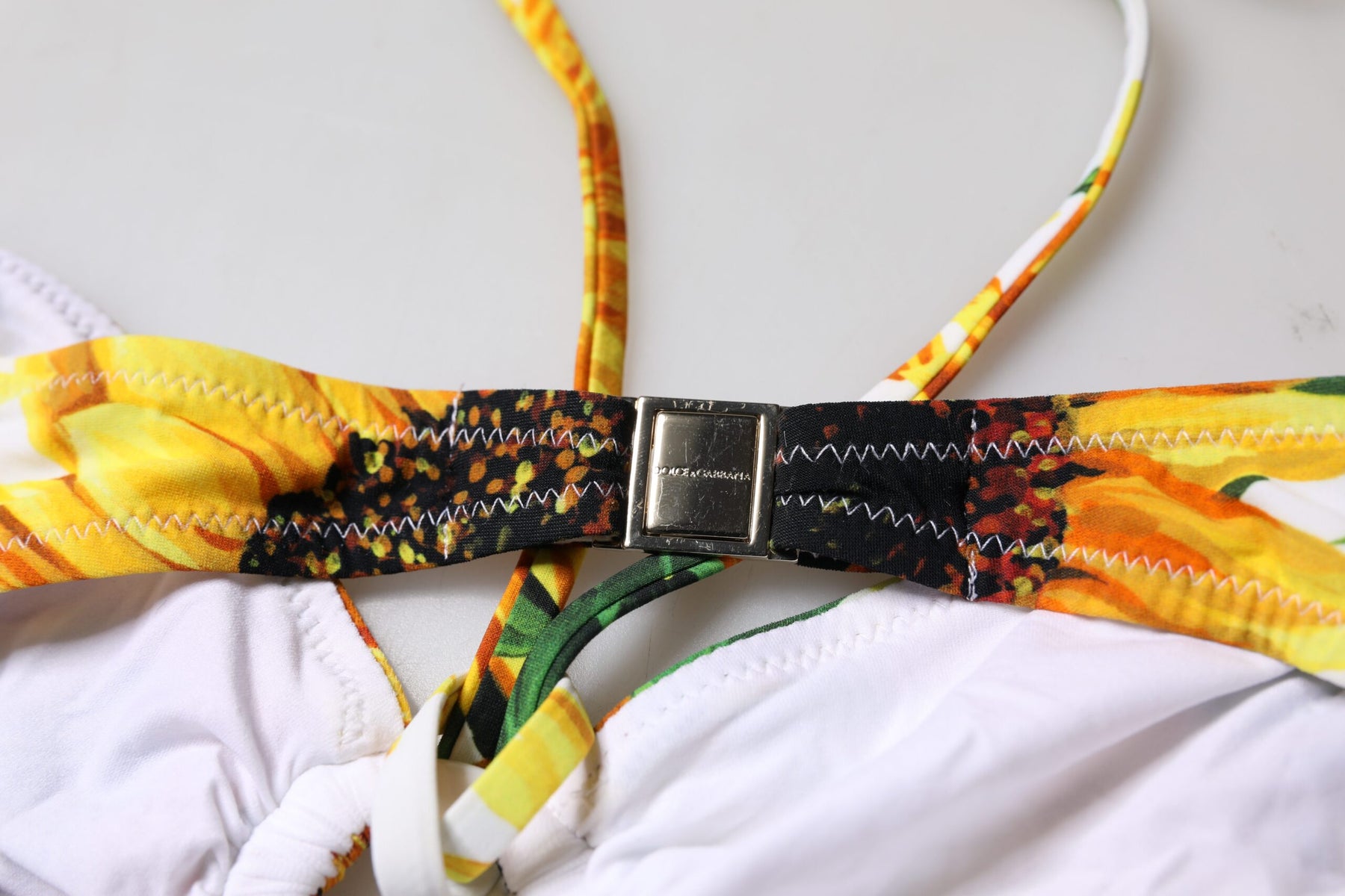 Dolce & Gabbana Multicolor Floral Halter Beachwear Bikini-Oberteil Bademode