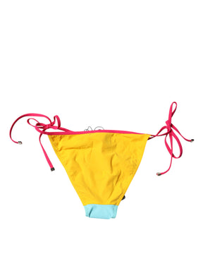 Dolce & Gabbana Multicolor Logo-Badeanzug Bikini Bottom Bademode