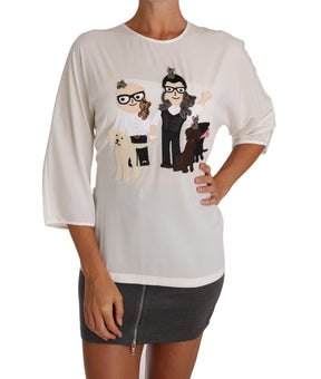 Dolce & Gabbana Weißes Seiden-T-Shirt #dgfamily Bluse