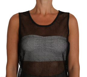 Dolce & Gabbana Schwarzes Netz-T-Shirt mit transparenter Bluse