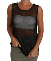 Dolce & Gabbana Schwarzes Netz-T-Shirt mit transparenter Bluse
