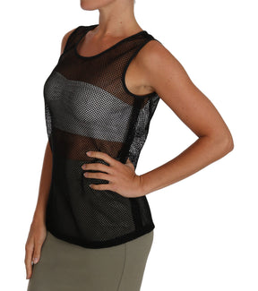 Dolce & Gabbana Schwarzes Netz-T-Shirt mit transparenter Bluse