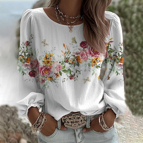 Trendiges Floral Langarm-Top für Herbst: Bequem, Atmungsaktiv & Vielseitig