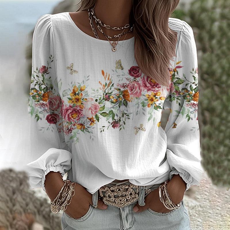 Trendiges Floral Langarm-Top für Herbst: Bequem, Atmungsaktiv & Vielseitig