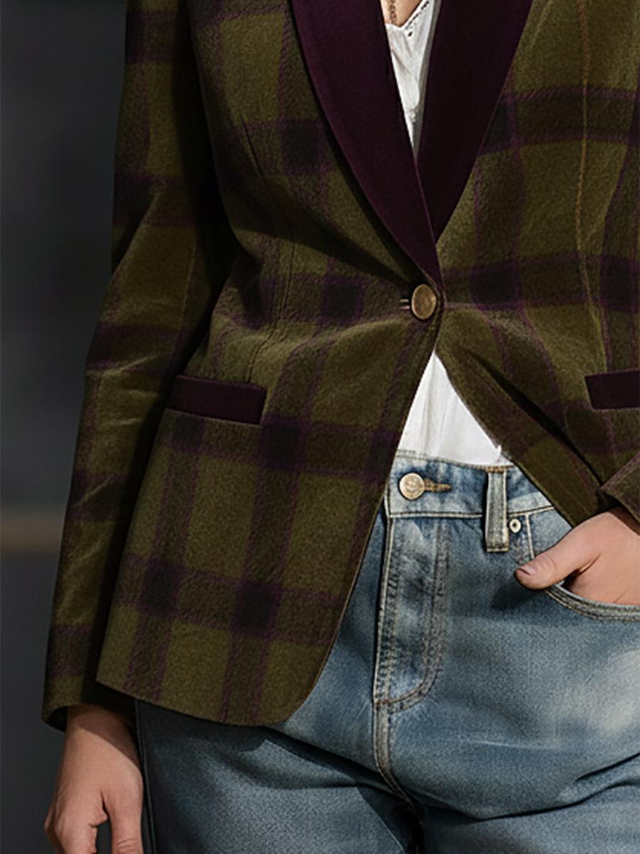 Herbst-Style Highlight: Modischer Retro Langarm-Kariert-Mantel