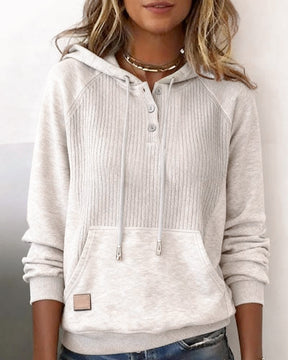 Kuscheliger Winter Hoodie Damen aus Rippstrick in Beige