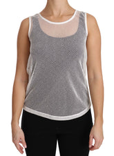 Dolce & Gabbana Weißes Netz-Transparentes ärmelloses Tank-Top