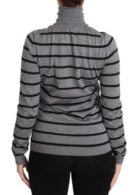 Dolce & Gabbana Grauer Rollkragenpullover aus Kaschmir und Seide
