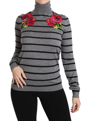 Dolce & Gabbana Grauer Rollkragenpullover aus Kaschmir und Seide