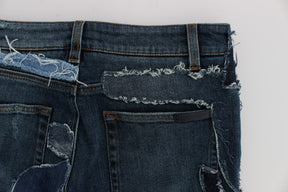 Dolce & Gabbana Blaue Patchwork Jeans-Shorts aus Stretch