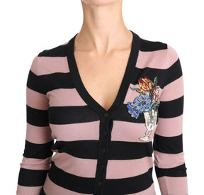Dolce & Gabbana Rosa geblümter Kaschmir-Strickpullover