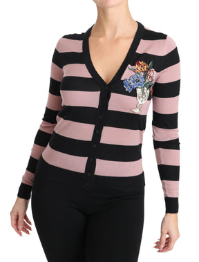 Dolce & Gabbana Rosa geblümter Kaschmir-Strickpullover