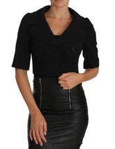 Dolce & Gabbana Schwarzer kurz geschnittener Woll-Cropped-Jacket Blazer