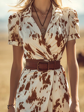 Herbstsfrisch & Chic: Trendy Collared Maxi-Kleid mit Kurzarm & Blumenmuster