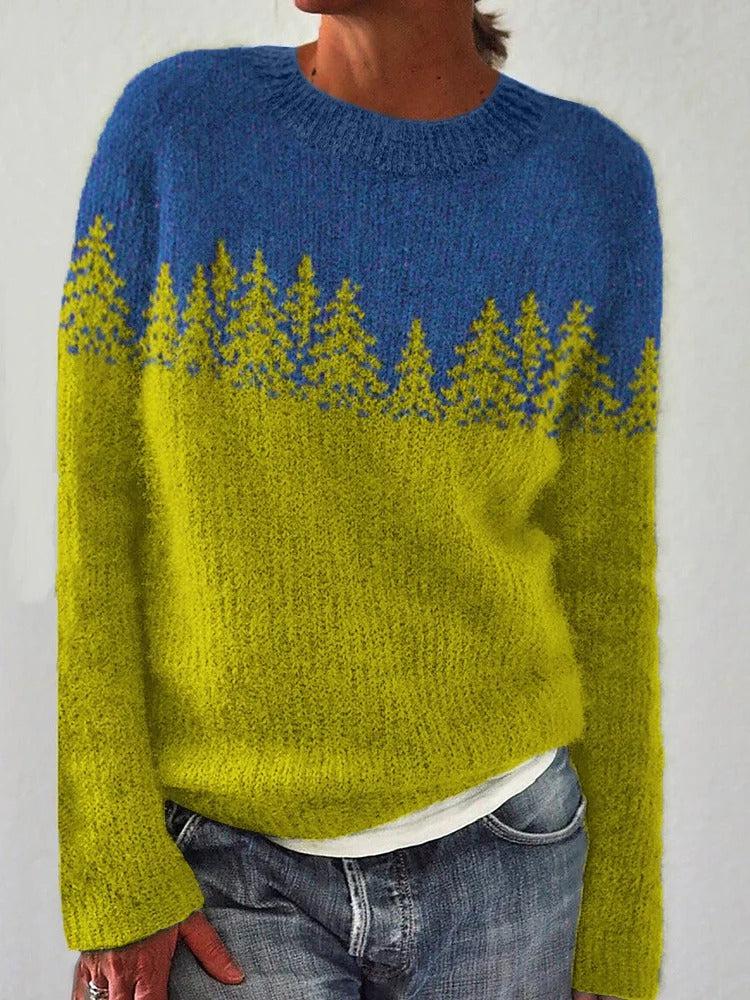 Herbstlicher Kuschel-Chic: Modern Print Long Sleeve Sweater