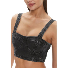 Tommy Hilfiger Jeans Schwarzes Top aus recycelter Baumwolle