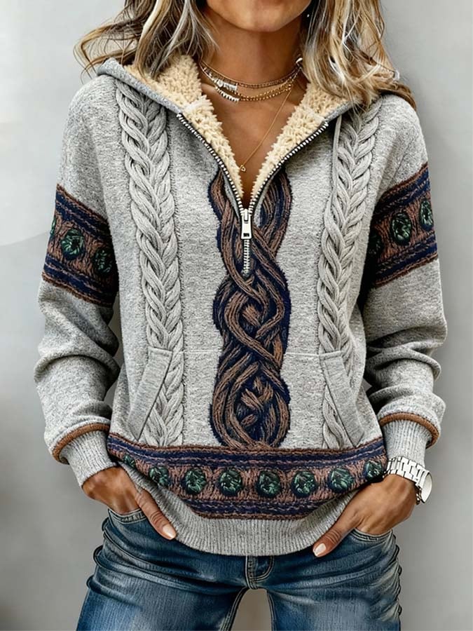 Kuscheliges Damen Hoodie Winterpullover mit Teddyfutter