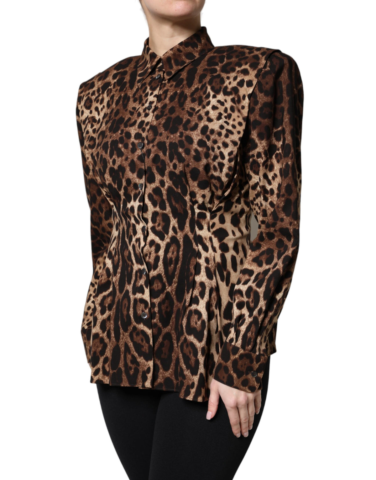 Dolce & Gabbana Brauner Leopard Seidenmantel mit Knopfleiste Jacke