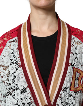 Dolce & Gabbana Mehrfarbige Strickjacke mit floraler Spitze