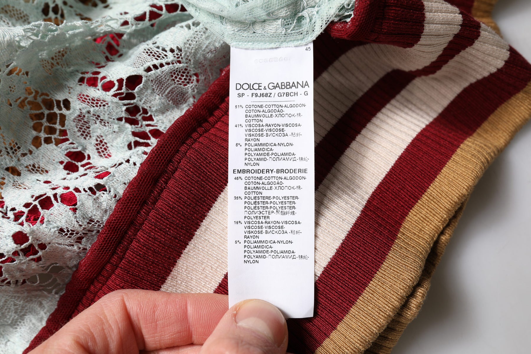 Dolce & Gabbana Mehrfarbige Strickjacke mit floraler Spitze