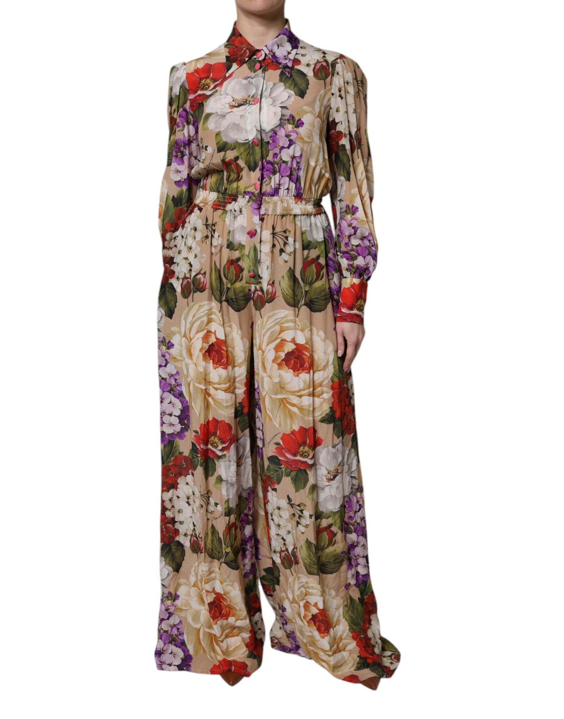 Dolce & Gabbana Multicolor Floral Weites Bein Jumpsuit Kleid