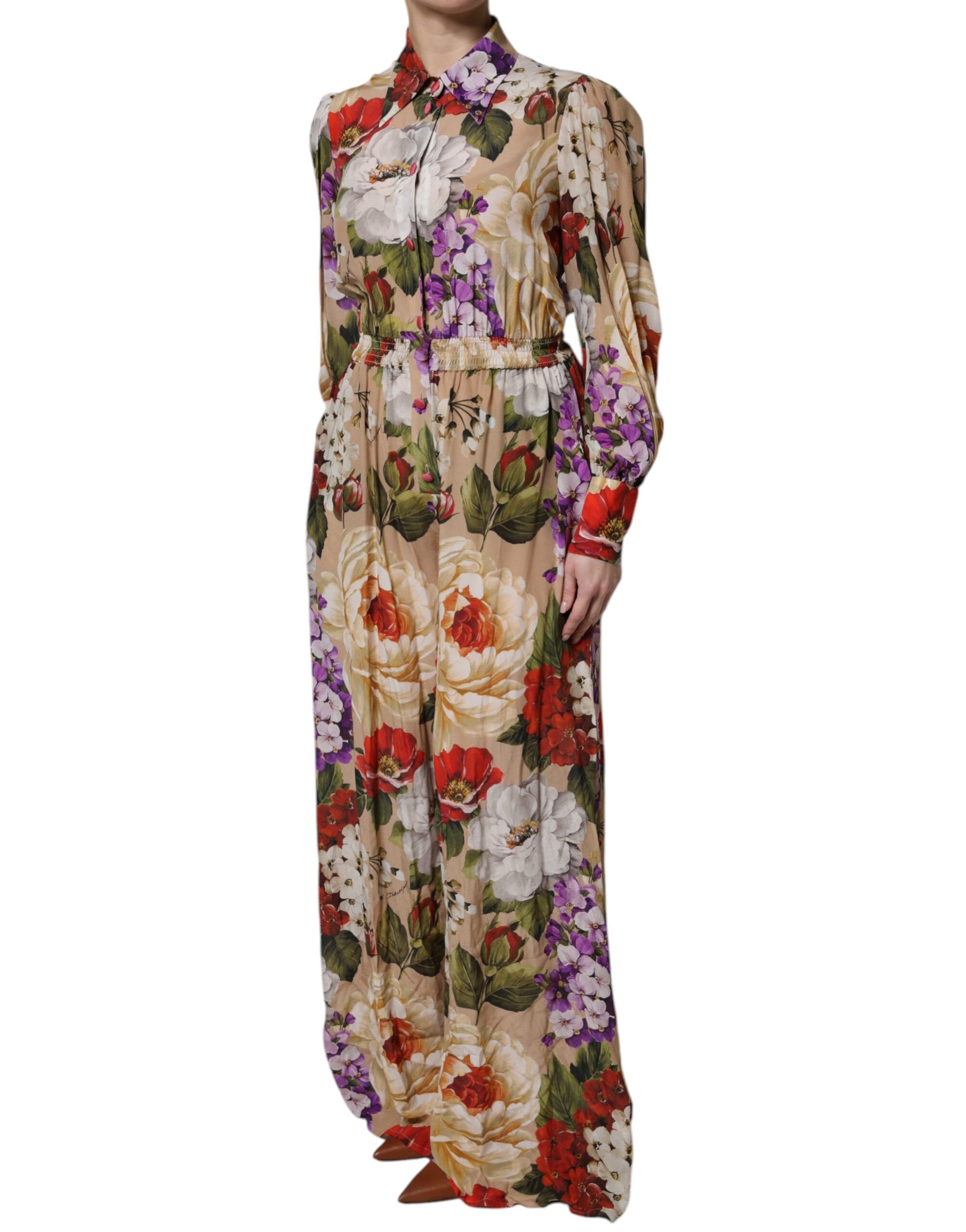 Dolce & Gabbana Multicolor Floral Weites Bein Jumpsuit Kleid