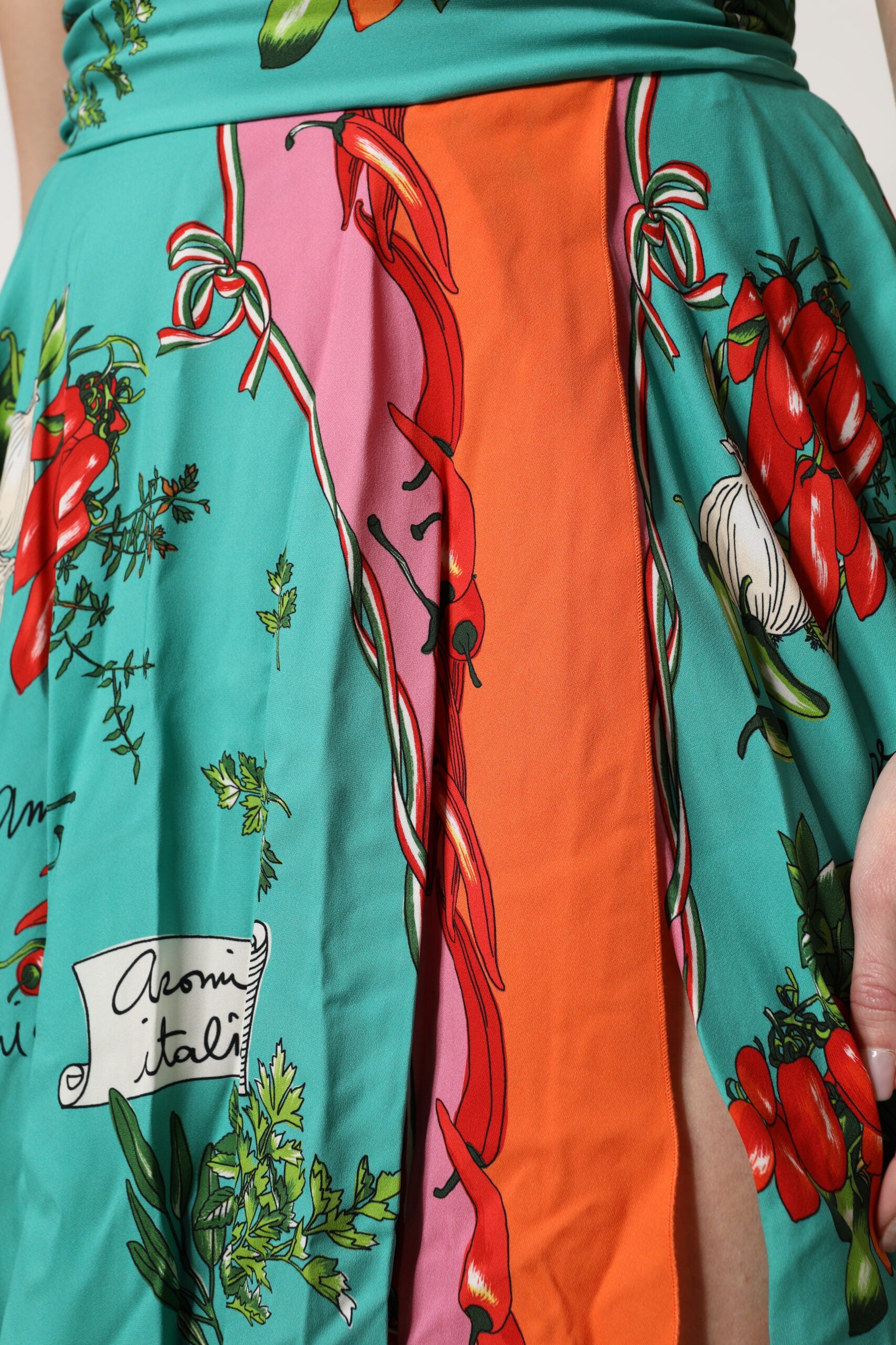 Dolce & Gabbana Multicolor bedrucktes ärmelloses Midikleid aus Seide