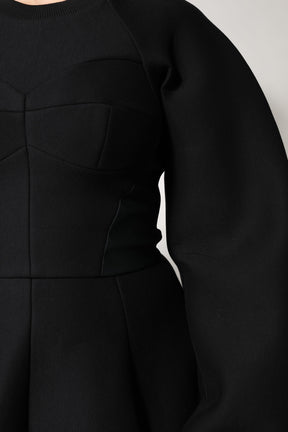 Dolce & Gabbana Schwarzes Baumwoll-Minikleid mit langen Ärmeln und A-Linie