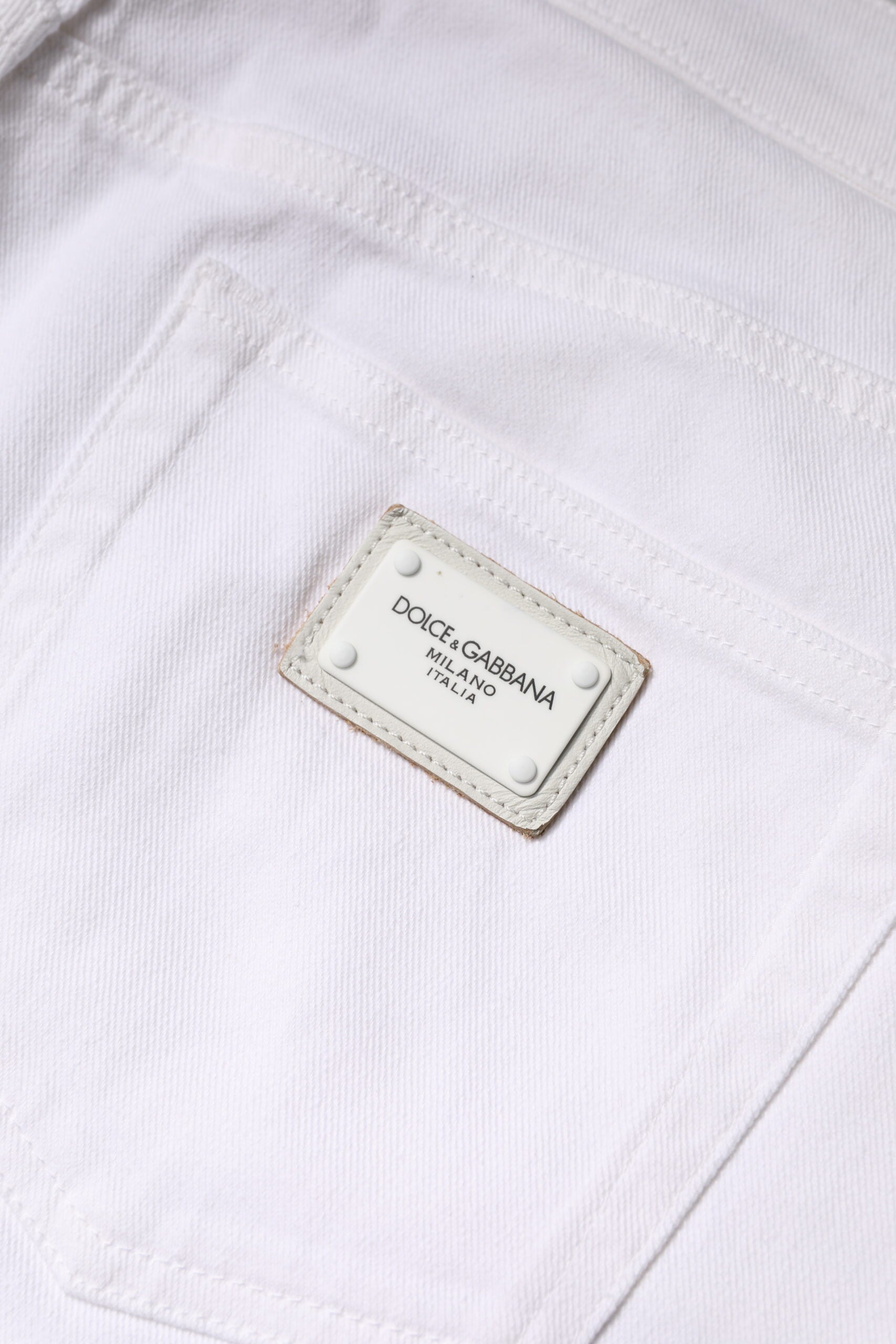 Dolce & Gabbana Weiße Skinny Denim Jeans aus Baumwolle mit mittlerer Taille